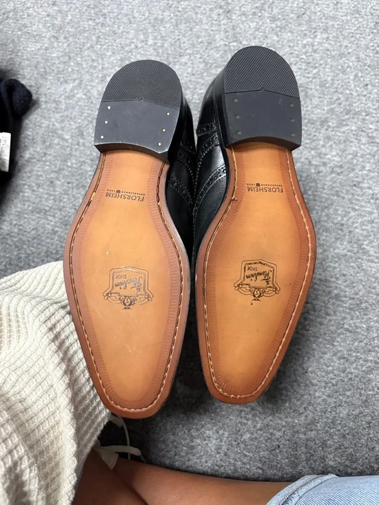 Florsheim Black Leather Wingtip Single Monk Strap Shoes - Picture 4 of 4